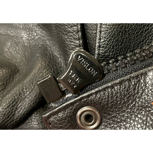 VTG Harley Davidson Motorcycle Black Leather Insulated Vented Biker Jacket XL - Picture 9 of 11